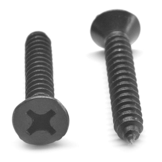 #12-14 x 1 3/4 Sheet Metal Screw Phillips Flat Head Type AB Low Carbon Steel Black Oxide