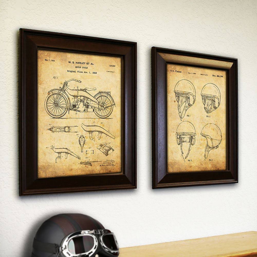 &&Motorcycle Bikers&& 2-Piece Wall Art Set, Black